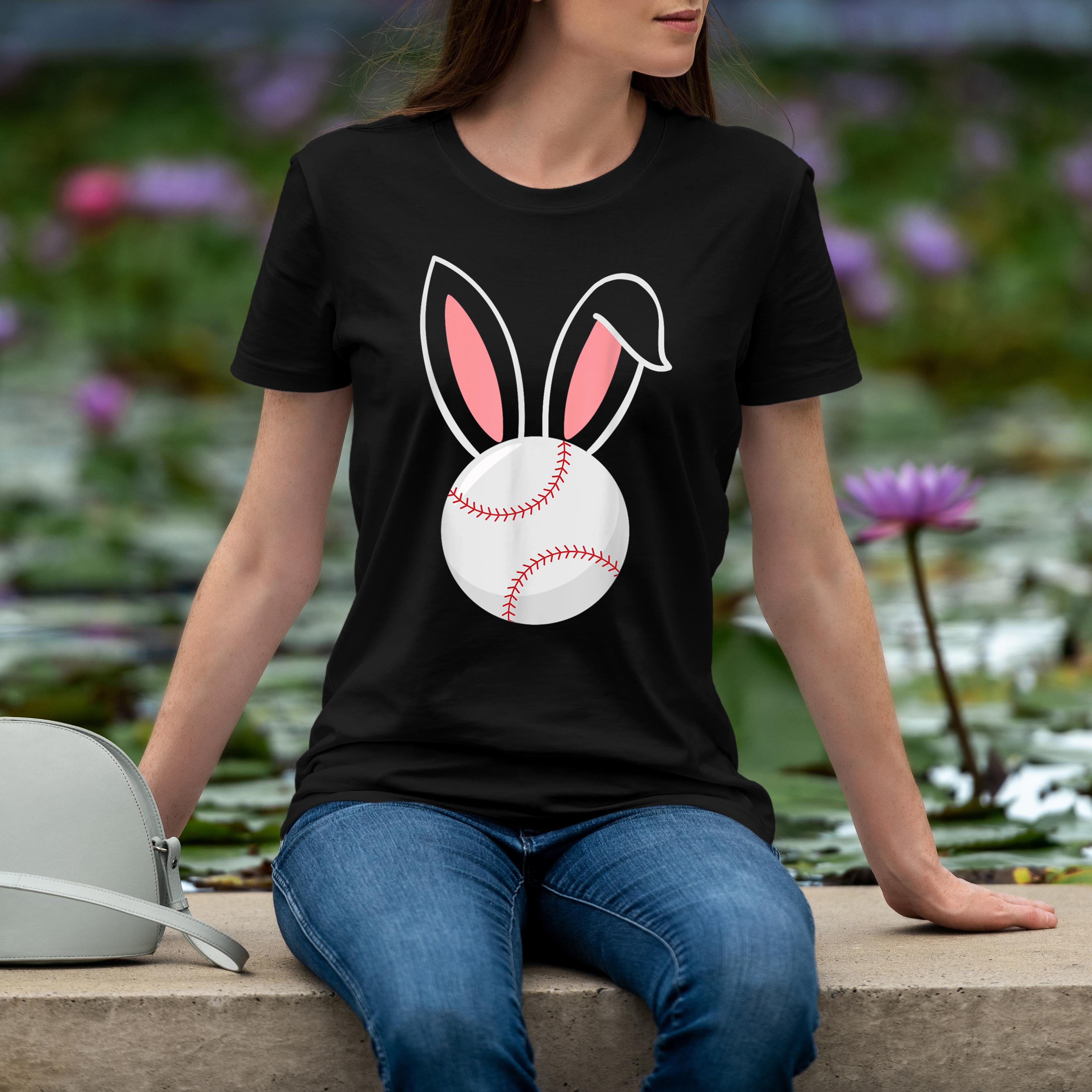 Easter Baseball Bunny Ears Funny Baseball Fan Easter Bunny Shirt 